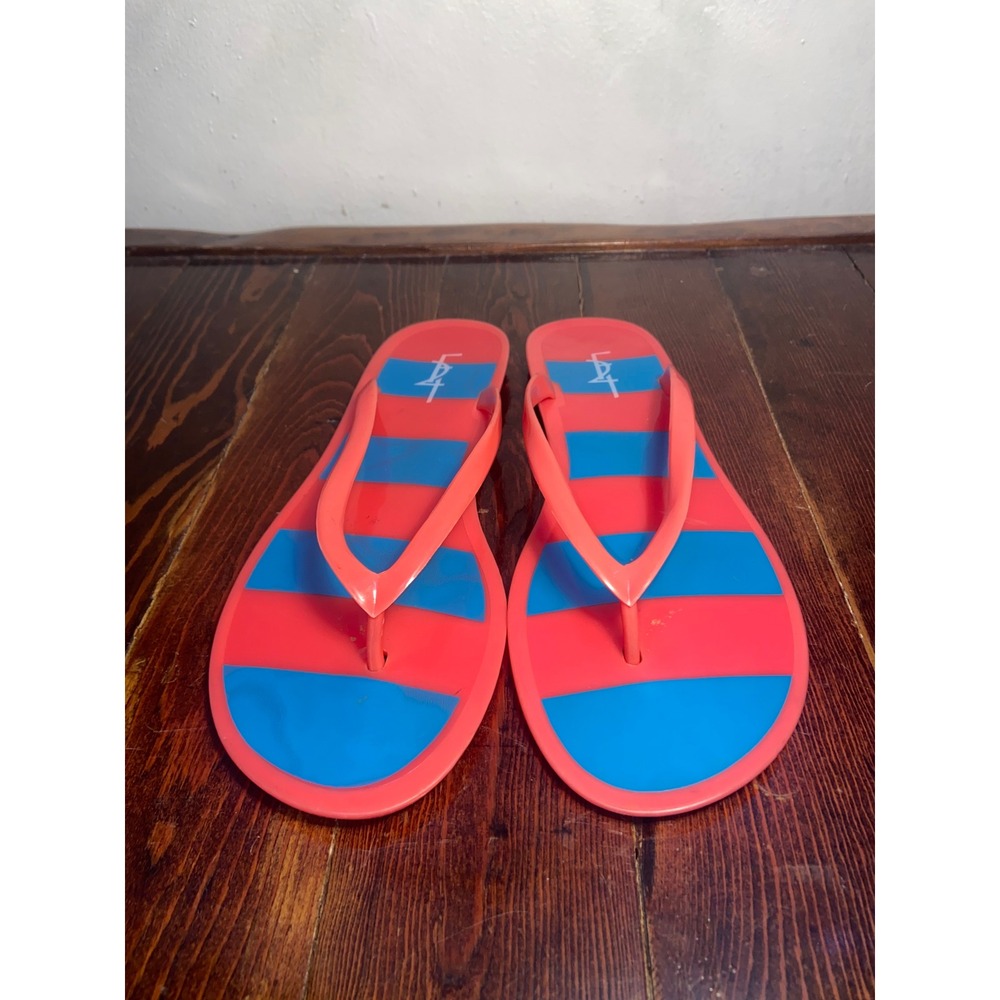 DSQUARED2 Italian Luxury Y2K Jelly Flip Flop Sandals Striped Pink Blue Women 41